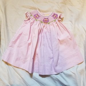 10/$25 Liney Lu Hand Smocked Lilac Owl Dress